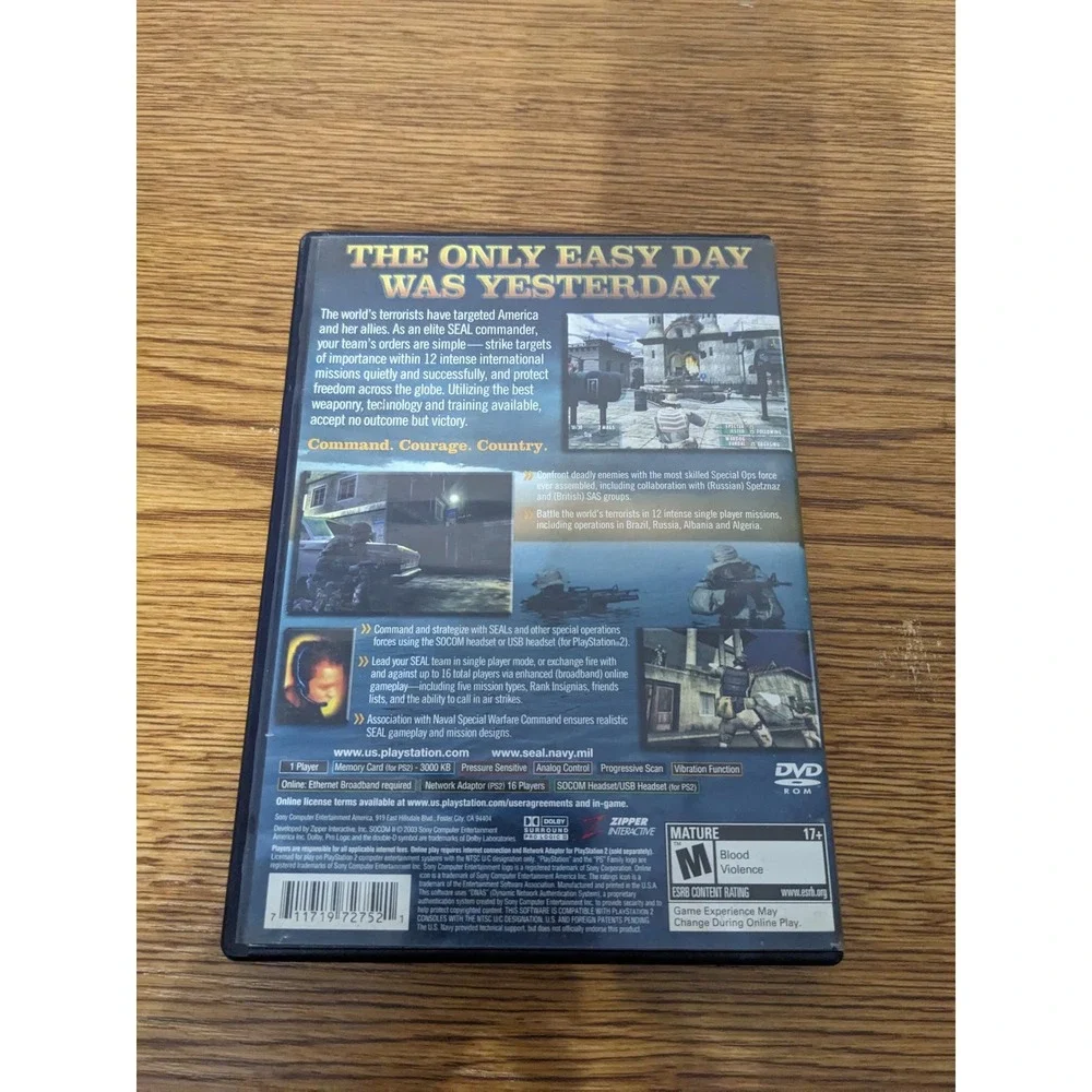 SOCOM II US Navy SEALs PlayStation 2 PS2 Game Complete w/ Case Disc‎